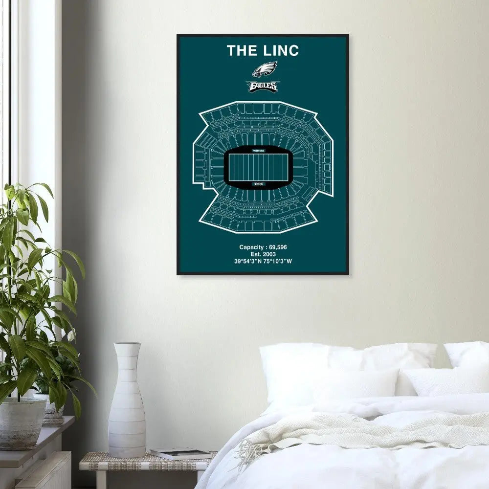 Philadelphia Eagles The Linc NFL Field Matte Paper Wooden Framed Poster, Ready - to - Hang Sports Wall Art - Hustle and Soul
