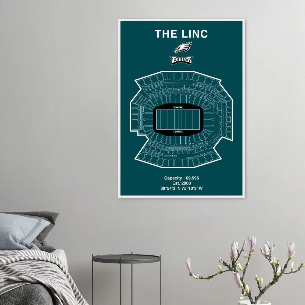 Philadelphia Eagles The Linc NFL Field Matte Paper Wooden Framed Poster, Ready - to - Hang Sports Wall Art - Hustle and Soul