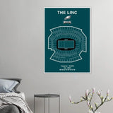 Philadelphia Eagles The Linc NFL Field Matte Paper Wooden Framed Poster, Ready - to - Hang Sports Wall Art - Hustle and Soul
