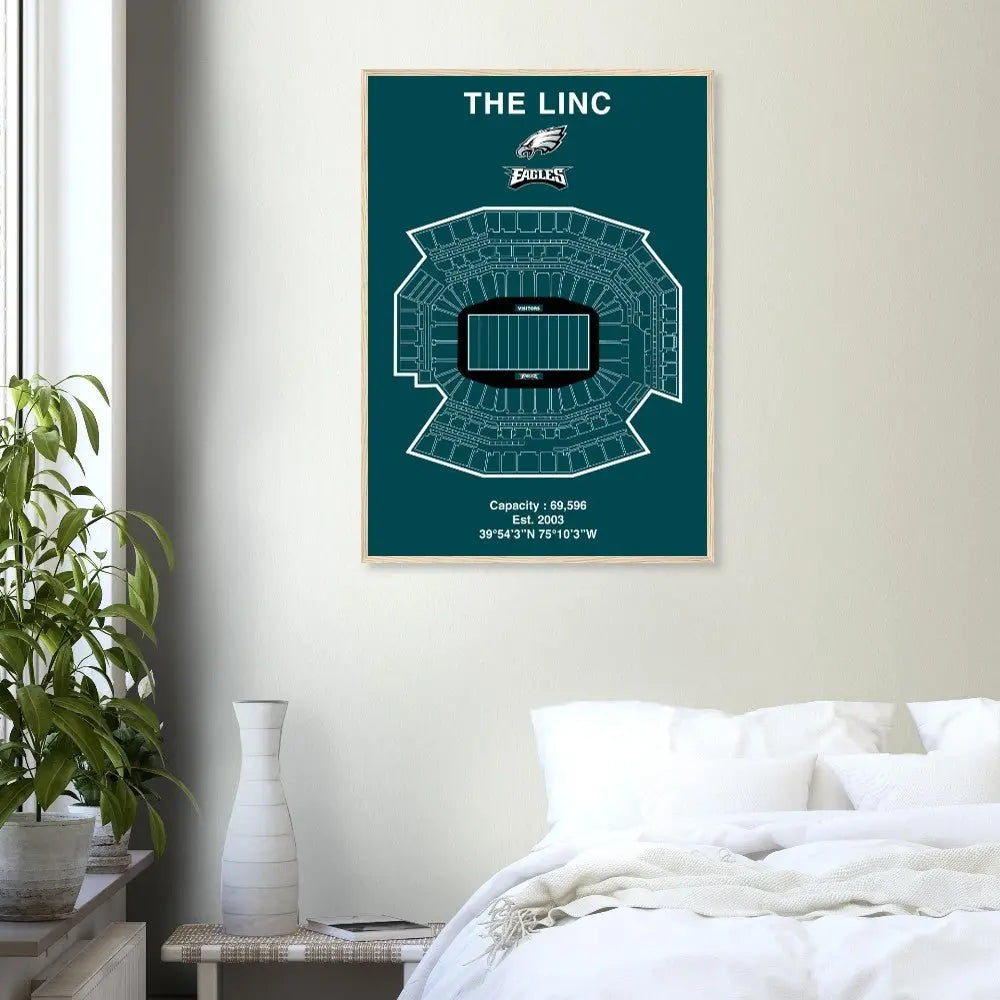 Philadelphia Eagles The Linc NFL Field Matte Paper Wooden Framed Poster, Ready - to - Hang Sports Wall Art - Hustle and Soul