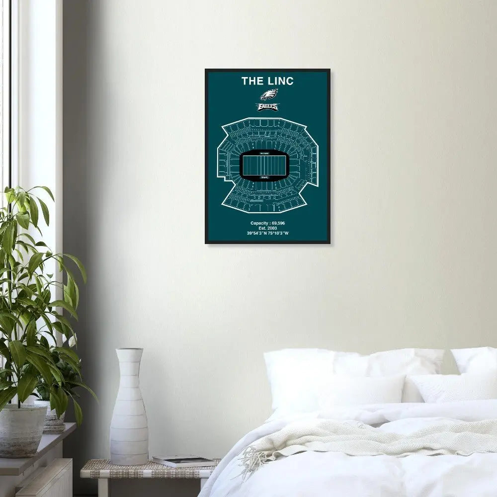 Philadelphia Eagles The Linc NFL Field Matte Paper Wooden Framed Poster, Ready - to - Hang Sports Wall Art - Hustle and Soul
