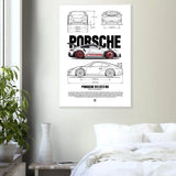 Porsche 911 GT3 RS Classic Matte Paper Wooden Framed Poster, Luxury Automotive Wall Art - Hustle and Soul