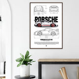 Porsche 911 GT3 RS Classic Matte Paper Wooden Framed Poster, Luxury Automotive Wall Art - Hustle and Soul