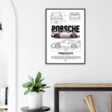 Porsche 911 GT3 RS Classic Matte Paper Wooden Framed Poster, Luxury Automotive Wall Art - Hustle and Soul