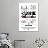 Porsche 911 GT3 RS Classic Matte Paper Wooden Framed Poster, Luxury Automotive Wall Art - Hustle and Soul