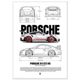 Porsche 911 GT3 RS Classic Matte Paper Wooden Framed Poster, Luxury Automotive Wall Art - Hustle and Soul
