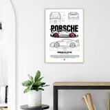 Porsche 911 GT3 RS Classic Matte Paper Wooden Framed Poster, Luxury Automotive Wall Art - Hustle and Soul