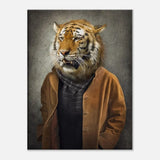 Sophisticated Tiger Portrait Canvas Wall Art, Dressed - Up Majestic Animal Print, Thick Frame Whimsical Decor for Home or Office - Hustle and Soul