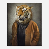 Sophisticated Tiger Portrait Canvas Wall Art, Dressed - Up Majestic Animal Print, Thick Frame Whimsical Decor for Home or Office - Hustle and Soul