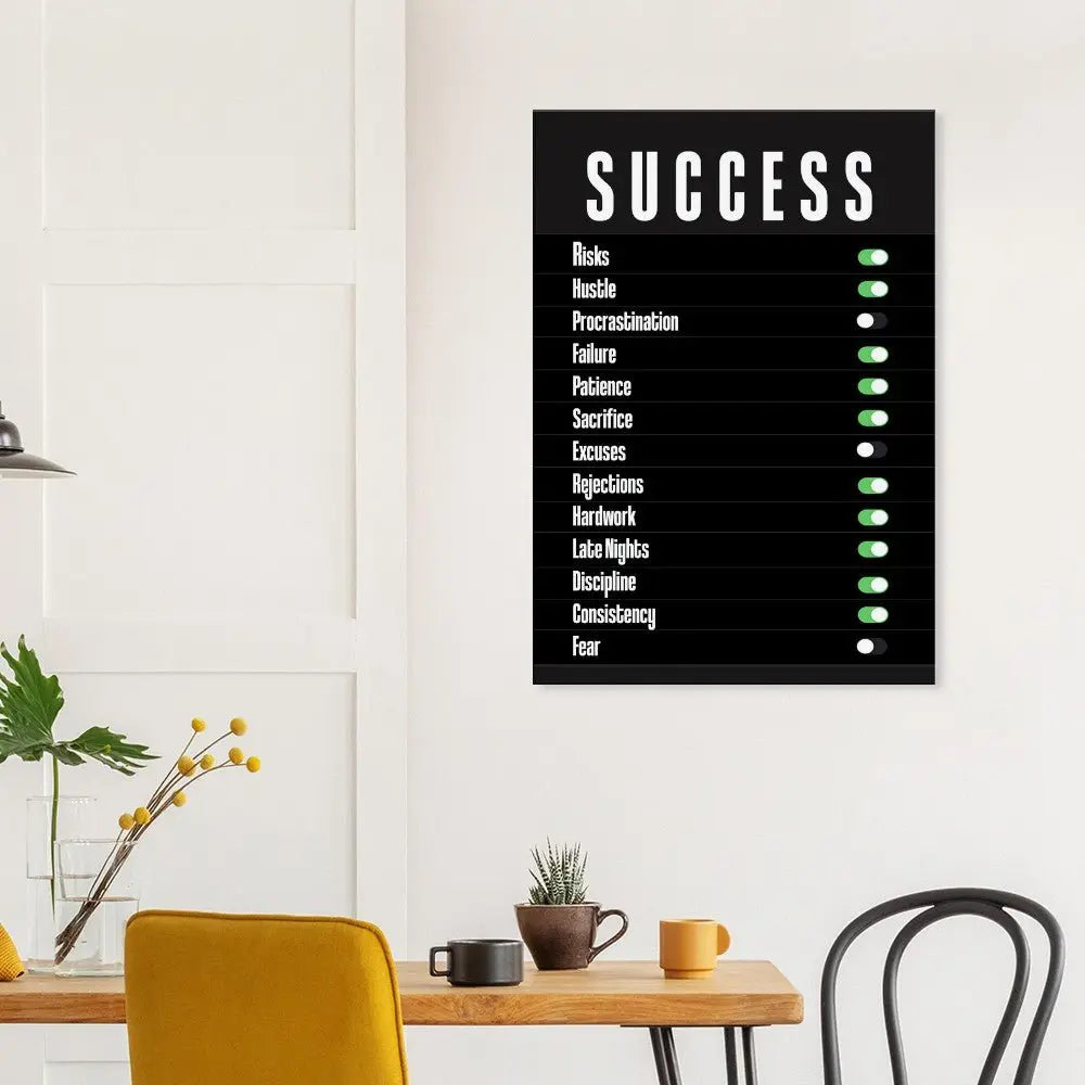 Success Motivational Canvas Wall Art, Inspirational Quote Decor, Definition Art Print - Hustle and Soul