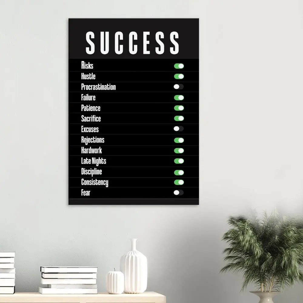 Success Motivational Canvas Wall Art, Inspirational Quote Decor, Definition Art Print - Hustle and Soul
