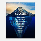 Success Motivational Canvas Wall Art, Inspirational Quote Decor, Thick Frame Artwork for Home or Office - Hustle and Soul