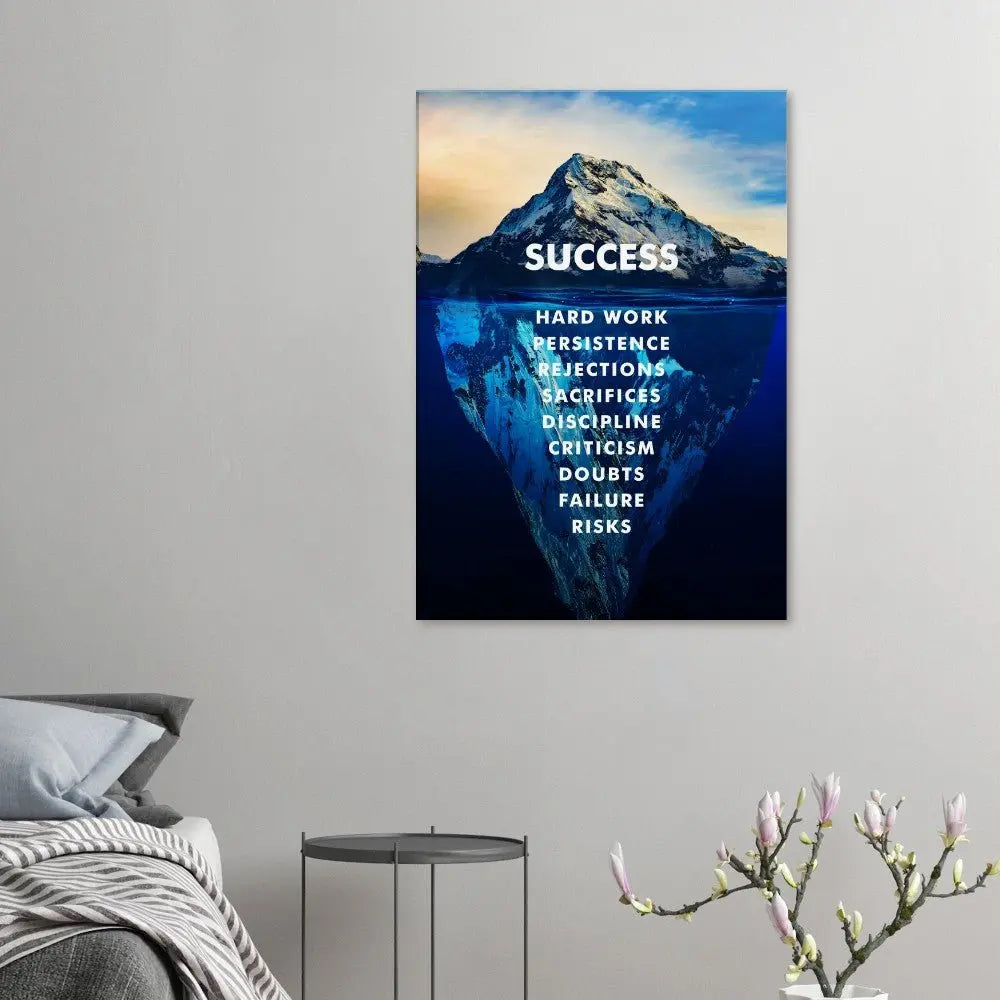 Success Motivational Canvas Wall Art, Inspirational Quote Decor, Thick Frame Artwork for Home or Office - Hustle and Soul