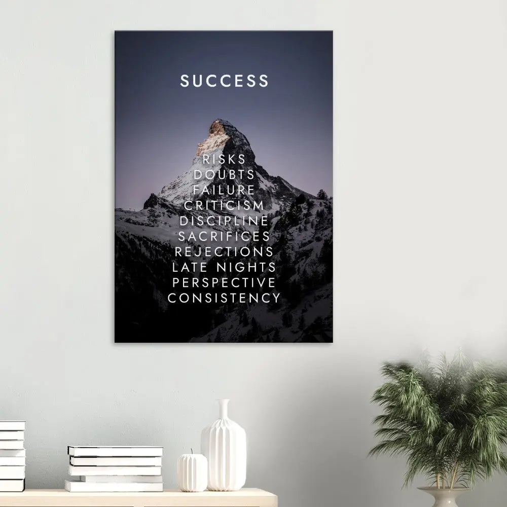 Success Motivational Canvas Wall Art, Inspirational Quote Decor, Thick Frame Artwork for Home or Office - Hustle and Soul