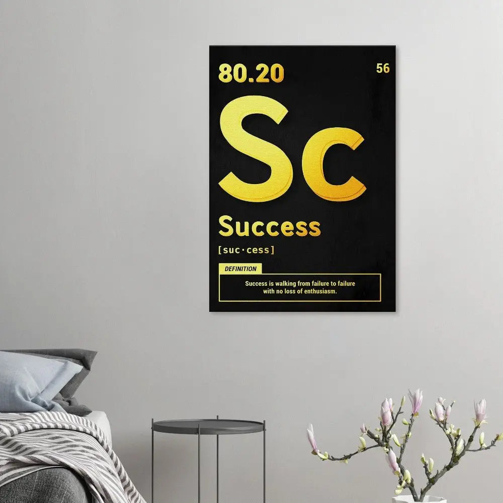 Success Motivational Canvas Wall Art, Inspirational Quote Decor, Thick Frame Artwork for Home or Office - Hustle and Soul