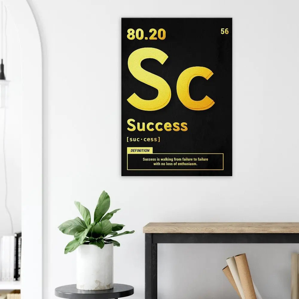 Success Motivational Canvas Wall Art, Inspirational Quote Decor, Thick Frame Artwork for Home or Office - Hustle and Soul