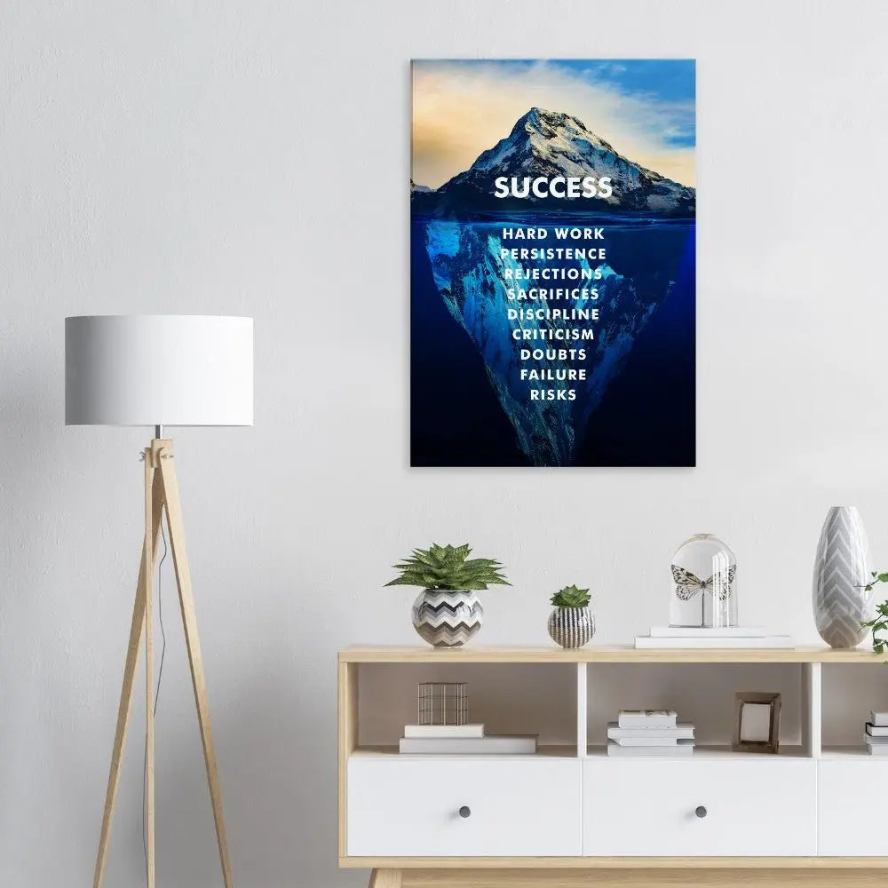 Success Motivational Canvas Wall Art, Inspirational Quote Decor, Thick Frame Artwork for Home or Office - Hustle and Soul