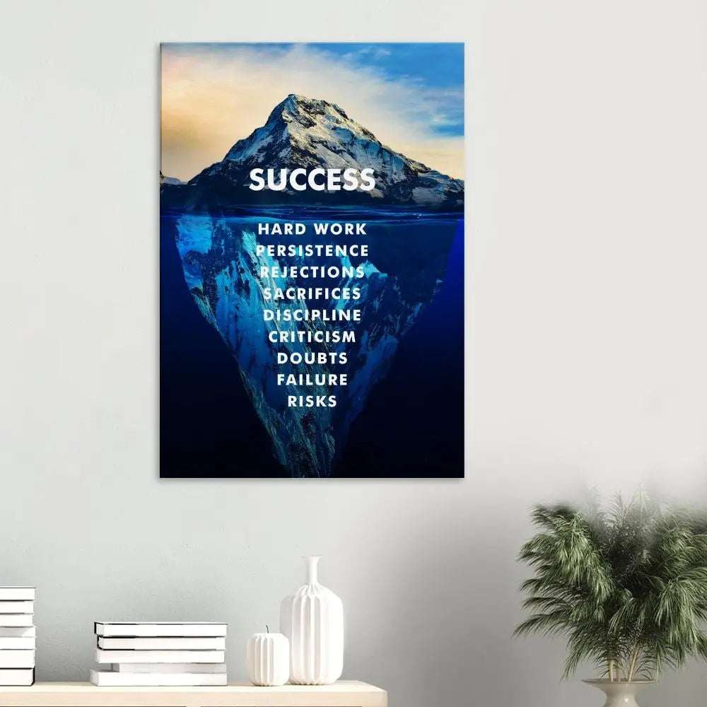Success Motivational Canvas Wall Art, Inspirational Quote Decor, Thick Frame Artwork for Home or Office - Hustle and Soul