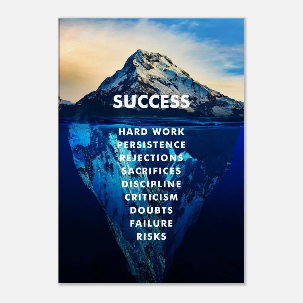 Success Motivational Canvas Wall Art, Inspirational Quote Decor, Thick Frame Artwork for Home or Office - Hustle and Soul