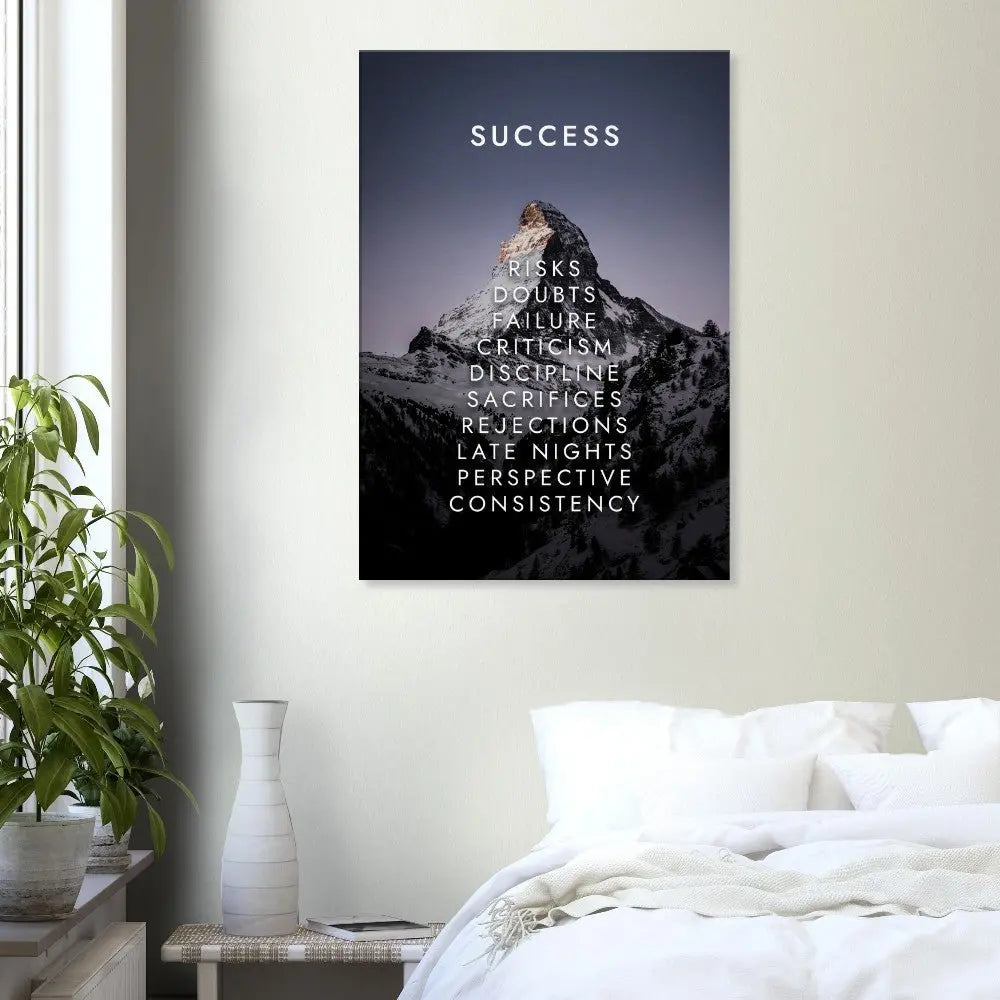 Success Motivational Canvas Wall Art, Inspirational Quote Decor, Thick Frame Artwork for Home or Office - Hustle and Soul