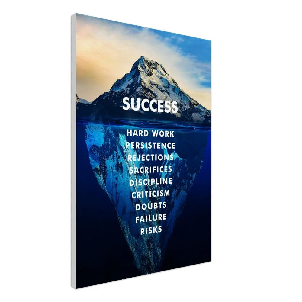 Success Motivational Canvas Wall Art, Inspirational Quote Decor, Thick Frame Artwork for Home or Office - Hustle and Soul