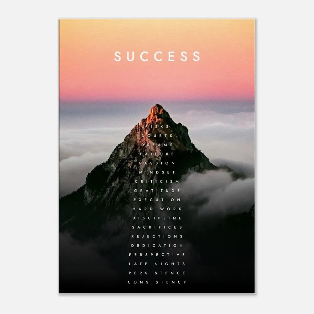 Success Mountain Motivational Canvas Wall Art, Inspirational Quote Canvas, Modern Home Decor, Perfect Gift for Ambitious Minds - Hustle and Soul