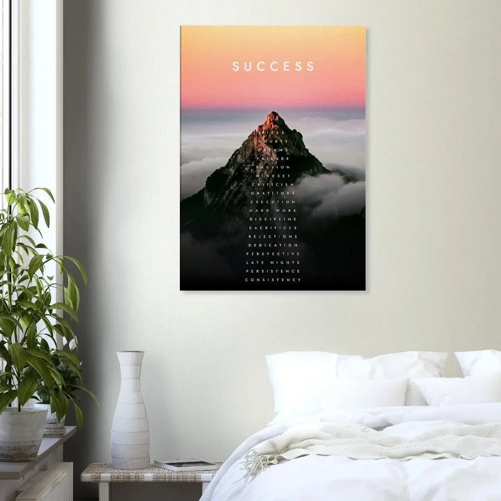 Success Mountain Motivational Canvas Wall Art, Inspirational Quote Canvas, Modern Home Decor, Perfect Gift for Ambitious Minds - Hustle and Soul