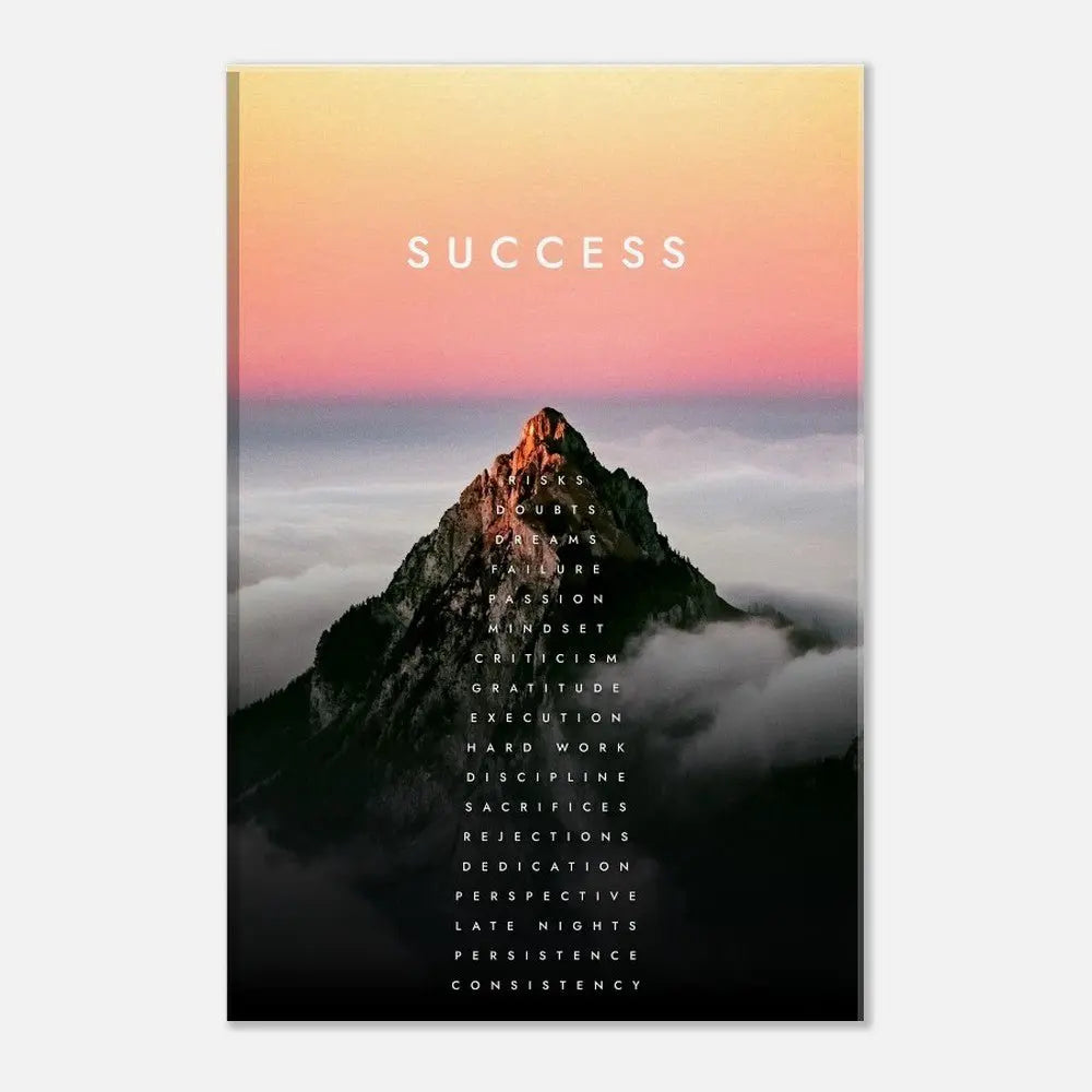 Success Mountain Motivational Canvas Wall Art, Inspirational Quote Canvas, Modern Home Decor, Perfect Gift for Ambitious Minds - Hustle and Soul