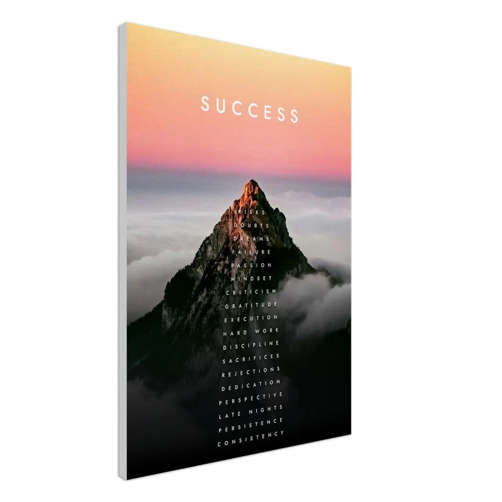 Success Mountain Motivational Canvas Wall Art, Inspirational Quote Canvas, Modern Home Decor, Perfect Gift for Ambitious Minds - Hustle and Soul