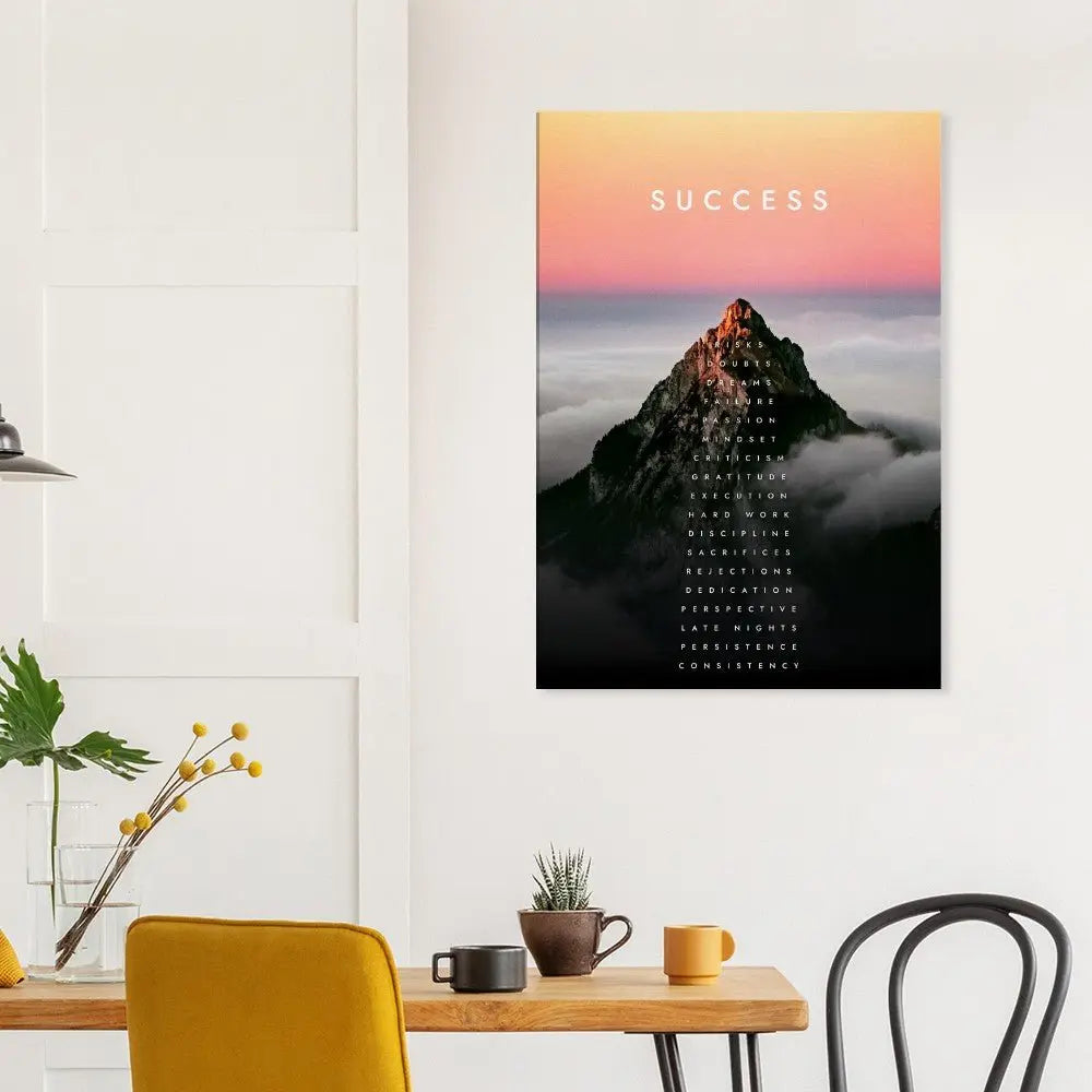 Success Mountain Motivational Canvas Wall Art, Inspirational Quote Canvas, Modern Home Decor, Perfect Gift for Ambitious Minds - Hustle and Soul