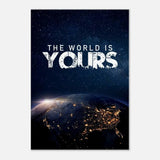 The World Is Yours motivational canvas print, angled detail view