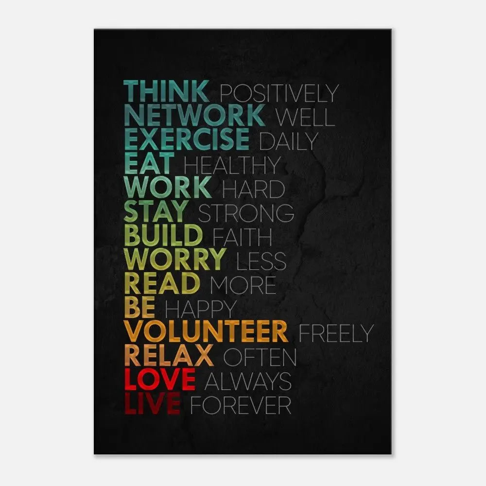 Think Positively, Exercise Daily, Eat Healthy, Motivational Canvas Wall Art, Inspirational Quote Decor - Hustle and Soul