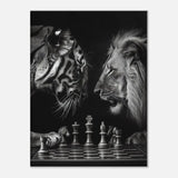 Tiger and Lion Chess Match Motivational Canvas Wall Art, Inspirational Quote Decor, Thick Frame Artistic Decor for Home or Office - Hustle and Soul