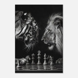 Tiger and Lion Chess Match Motivational Canvas Wall Art, Inspirational Quote Decor, Thick Frame Artistic Decor for Home or Office - Hustle and Soul