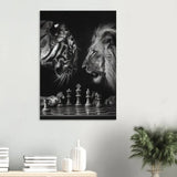 Tiger and Lion Chess Match Motivational Canvas Wall Art, Inspirational Quote Decor, Thick Frame Artistic Decor for Home or Office - Hustle and Soul