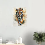 Tiger Wall Canvas Print, Watercolour Tiger Artwork, Majestic Animal Wall Art with Thick Frame - Hustle and Soul