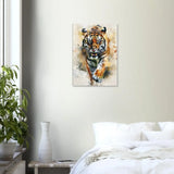 Tiger Wall Canvas Print, Watercolour Tiger Artwork, Majestic Animal Wall Art with Thick Frame - Hustle and Soul