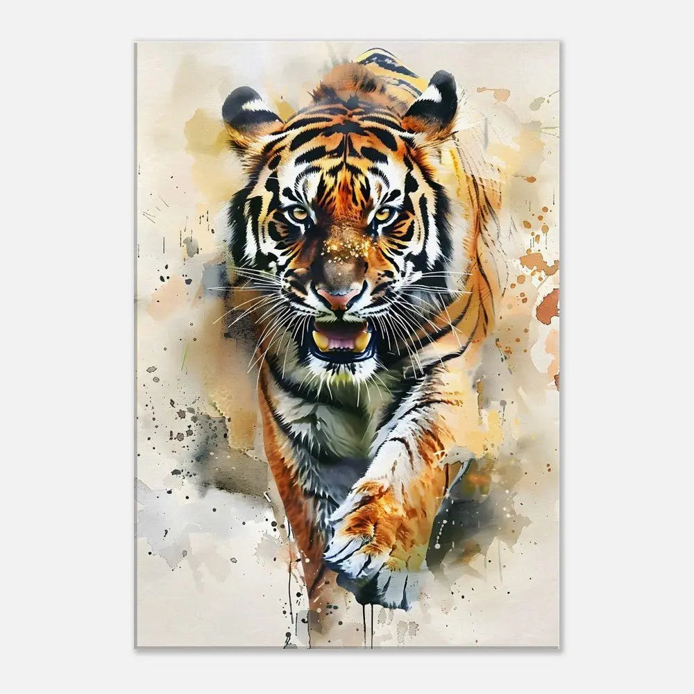 Tiger Wall Canvas Print, Watercolour Tiger Artwork, Majestic Animal Wall Art with Thick Frame - Hustle and Soul