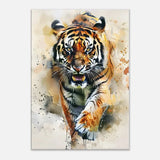 Tiger Wall Canvas Print, Watercolour Tiger Artwork, Majestic Animal Wall Art with Thick Frame - Hustle and Soul