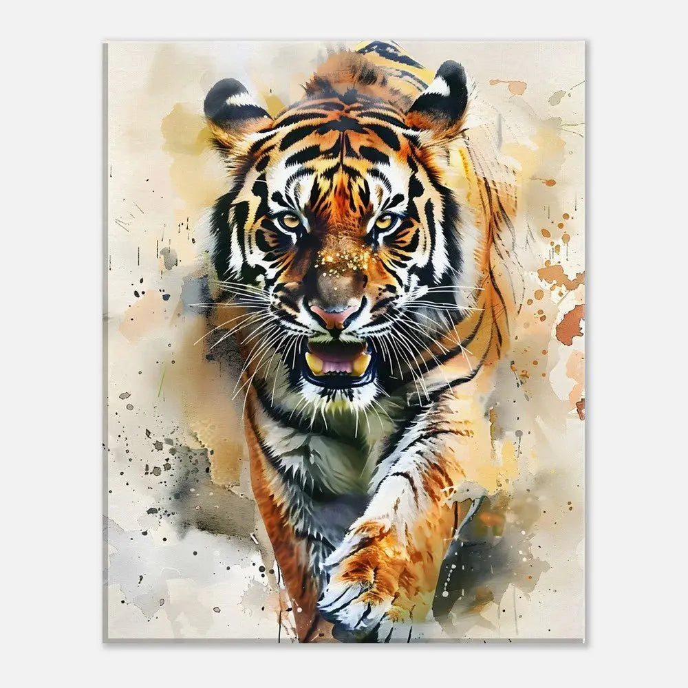 Tiger Wall Canvas Print, Watercolour Tiger Artwork, Majestic Animal Wall Art with Thick Frame - Hustle and Soul