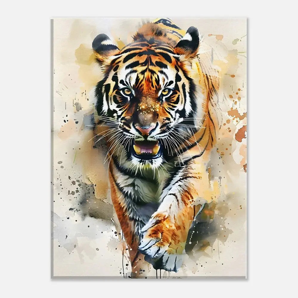 Tiger Wall Canvas Print, Watercolour Tiger Artwork, Majestic Animal Wall Art with Thick Frame - Hustle and Soul