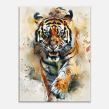 Tiger Wall Canvas Print, Watercolour Tiger Artwork, Majestic Animal Wall Art with Thick Frame - Hustle and Soul
