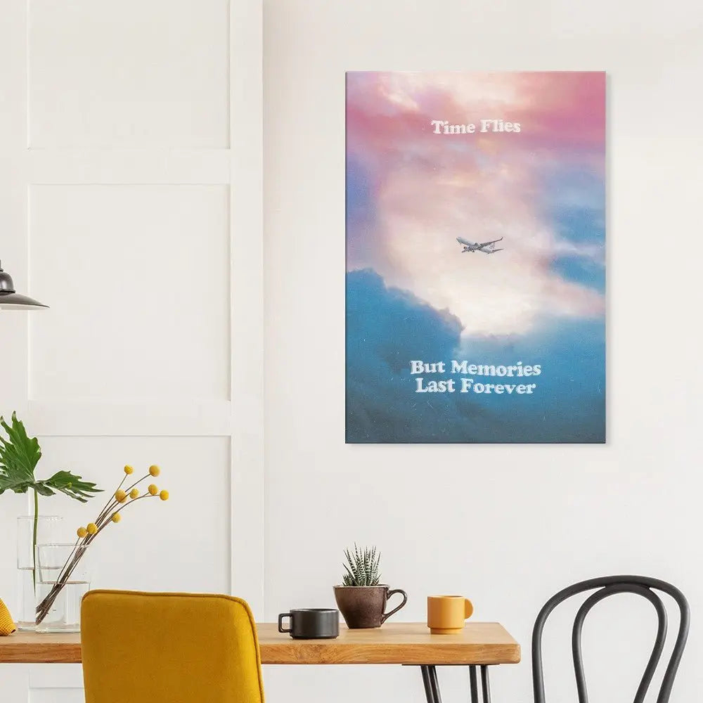 Time Flies But Memories Last Forever Canvas Wall Art, Inspirational Quote Decor, Thick Frame Motivational Wall Art - Hustle and Soul