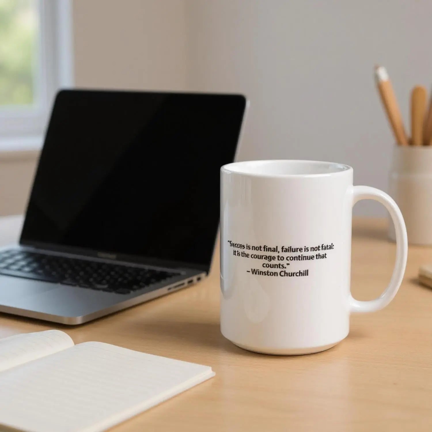 Winston Churchill Quote Mug – “Success is Not Final, Failure Is Not Fatal” – Inspirational Gift, Motivational Coffee Cup, Office Mug - Hustle and Soul